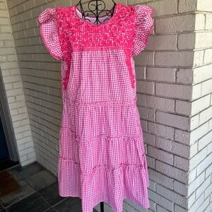 Pink Gingham Ruffle Dress
